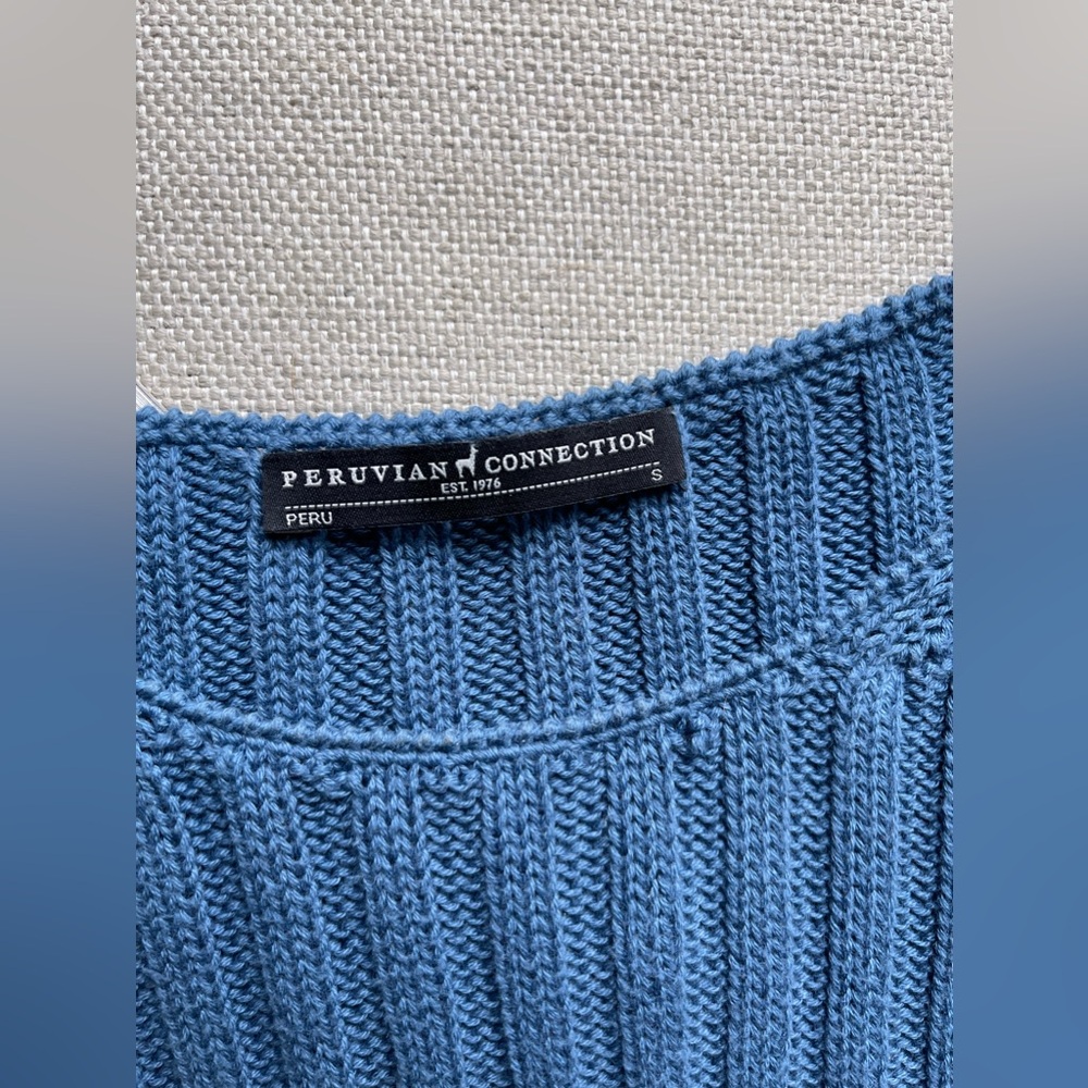 Peruvian Connection Rowe Ribbed Sweater In Blue Size S - Picture 7 of 15